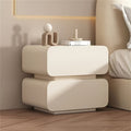 All Solid Wood Bedside Storage Cabinet Cream Leather Storage Cabinet Double Suction Free Installation Bedside Cabinet