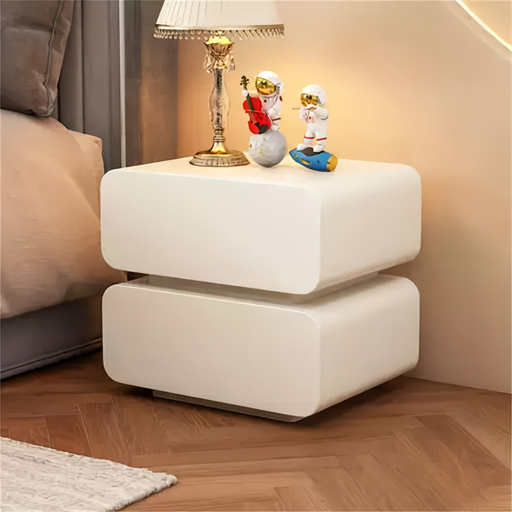 Modern Minimalist Bedside Table - with 2 Drawers Microfiber Leather Storage Side Table, Silent Slide, Suitable for Bedroom Living Room, Bedside Storage Solution, Living Room Side Table, Storage End Table, Sleek Silhouette Furniture, Clean Line