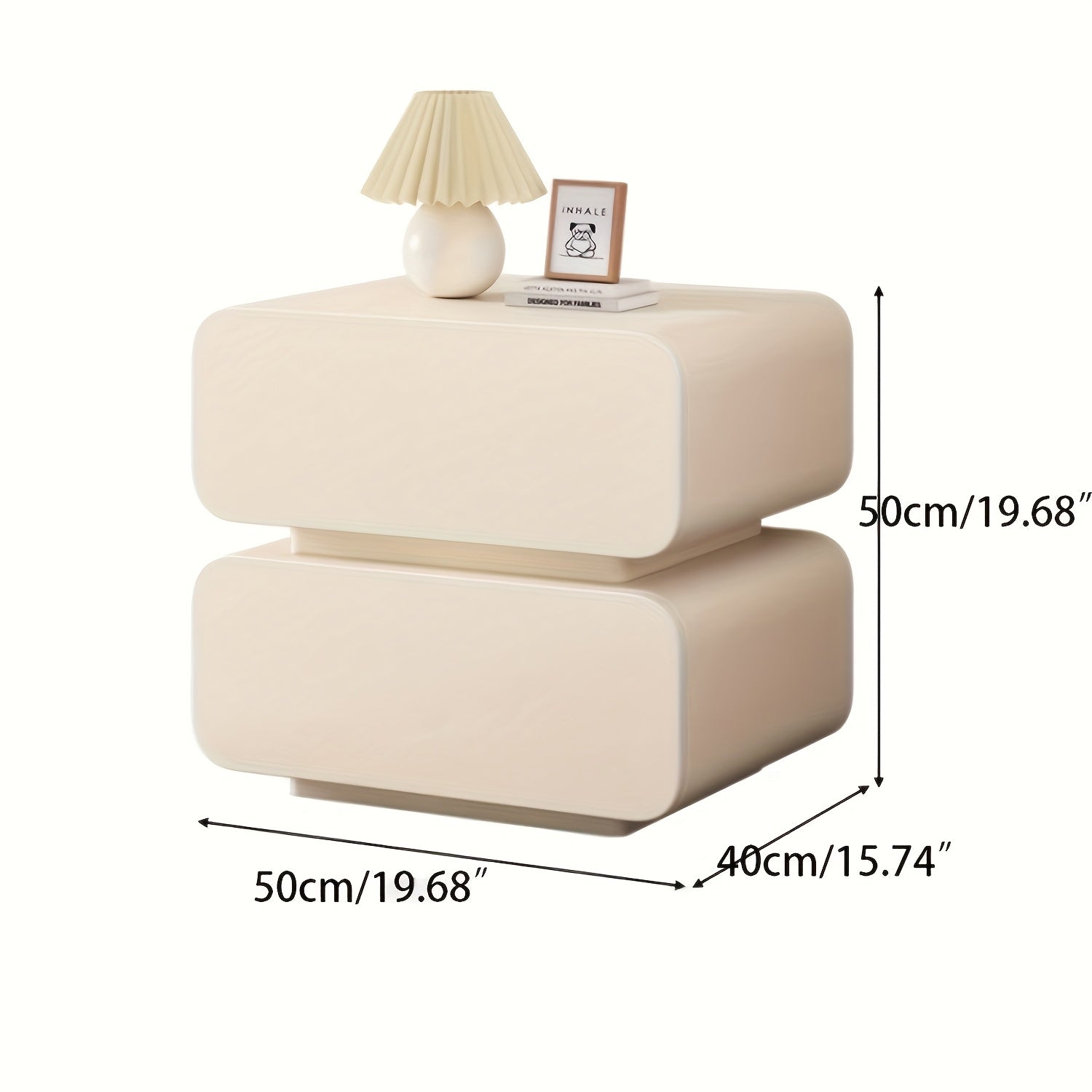 All Solid Wood Bedside Storage Cabinet Cream Leather Storage Cabinet Double Suction Free Installation Bedside Cabinet