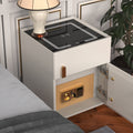 Modern Solid Wood Intelligent Bedside Table With 1 Storage Drawer And 1 Safe, Suitable For Bedrooms, Dormitories, And Offices