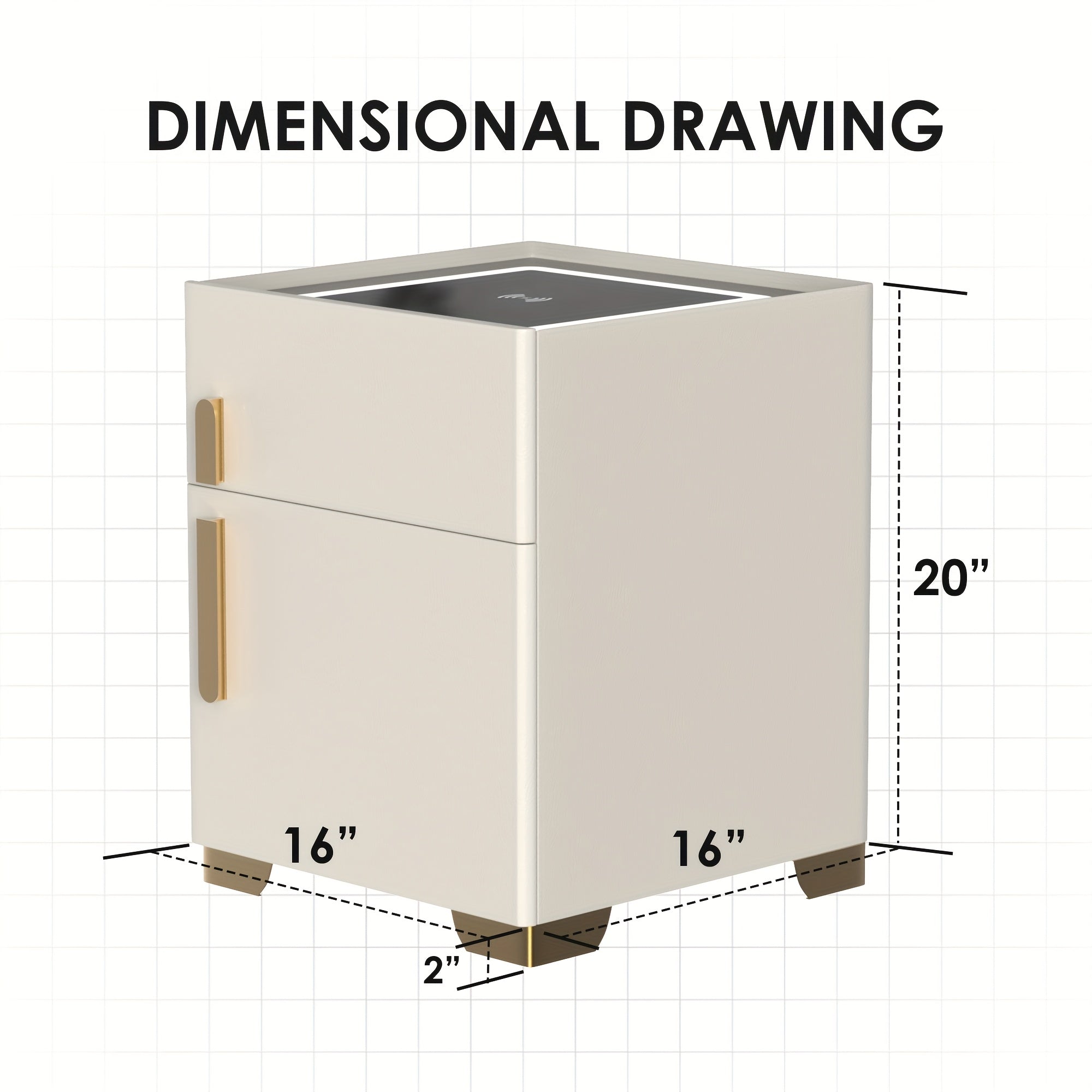 Modern Solid Wood Intelligent Bedside Table With 1 Storage Drawer And 1 Safe, Suitable For Bedrooms, Dormitories, And Offices